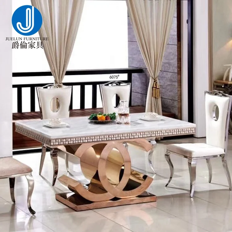 Gold designer dining tables and kitchen tables korean marble dining table
