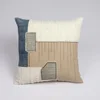 Natural & White Cotton Patch Work Jacquard Applique Design Decorative Cushion Cover