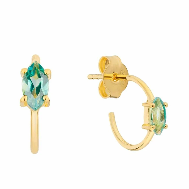 

Canner spring new S925 sterling silver 18k gold plate mint green waterdrop zircon stud earrings