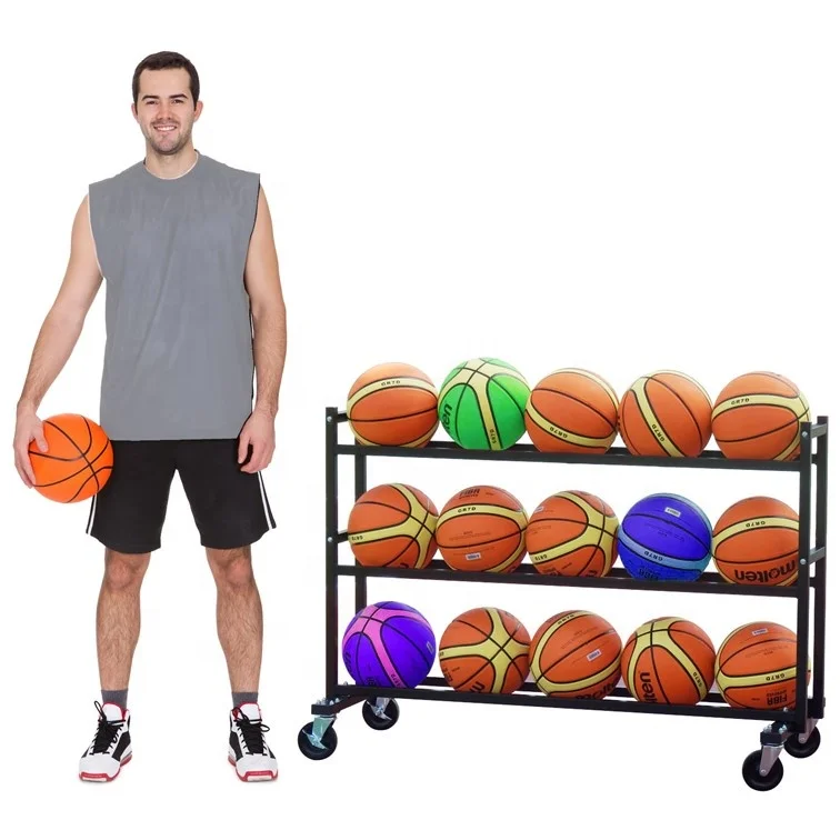 

3 tier 15 balls system basketball ball cart