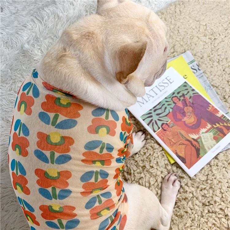 

Xmjiahuang New Pet Summer Flower Print Fabric Shirt With Breathable Bottom