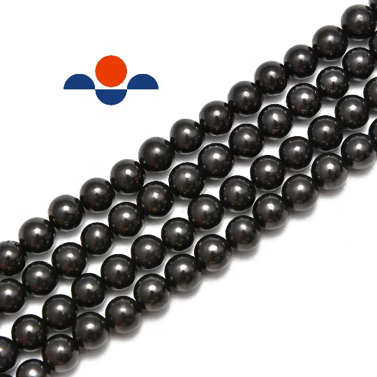 

Shungite Smooth Round Gemstones for Jewelry Making Shungite Beads