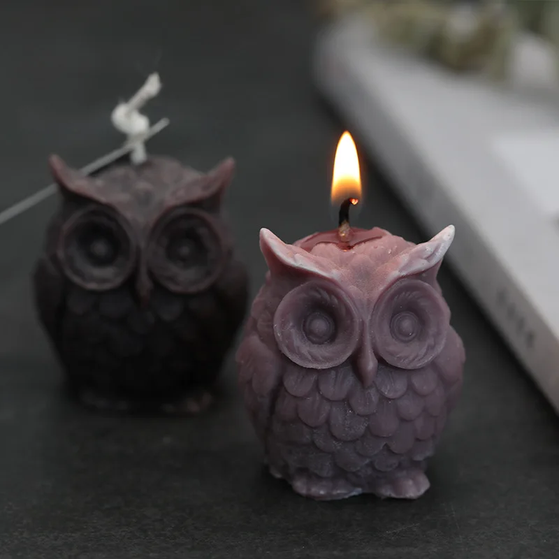 

Custom Diy Mini Wax Owl Sculpture Decoration Mould 3D Animal Silicone Candle Molds For Candle Making, White
