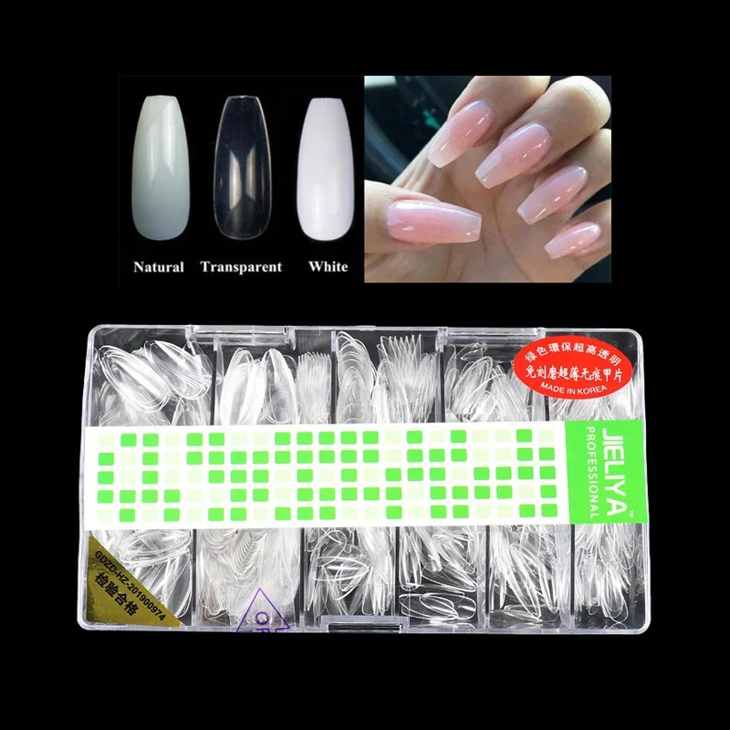 

Poli Nail Extension Gel Form Acrylic Kit Coffin Ballerina Oval Shape Nail Tips 500 PCS Clear Full Cover Glue Press On Nails Tip