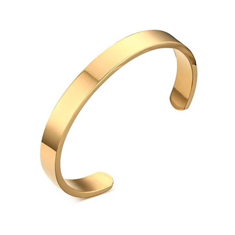 

Plain Style Gold Cuff Bracelet For Men Custom Engravable 8mm Width Stainless Steel Cuff Bracelet Bangle Wholesale Mens Jewelry