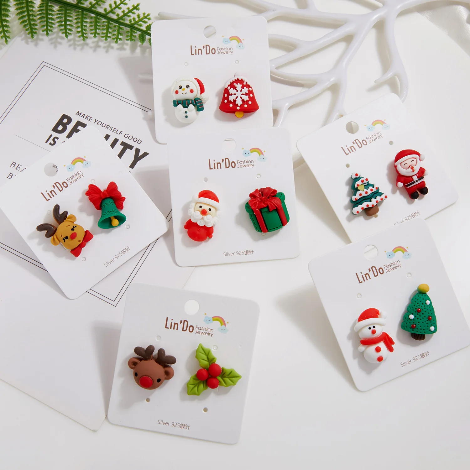 

HOVANCI Fashion creative santa snowman christmas gift ideas jewelry 10 handmade polymer christmas earrings, As picture show
