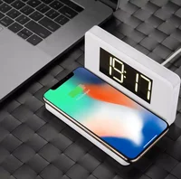 

Factory wholesales phone holder with wireless charger with alarm clock and night light Universal Fast Charging