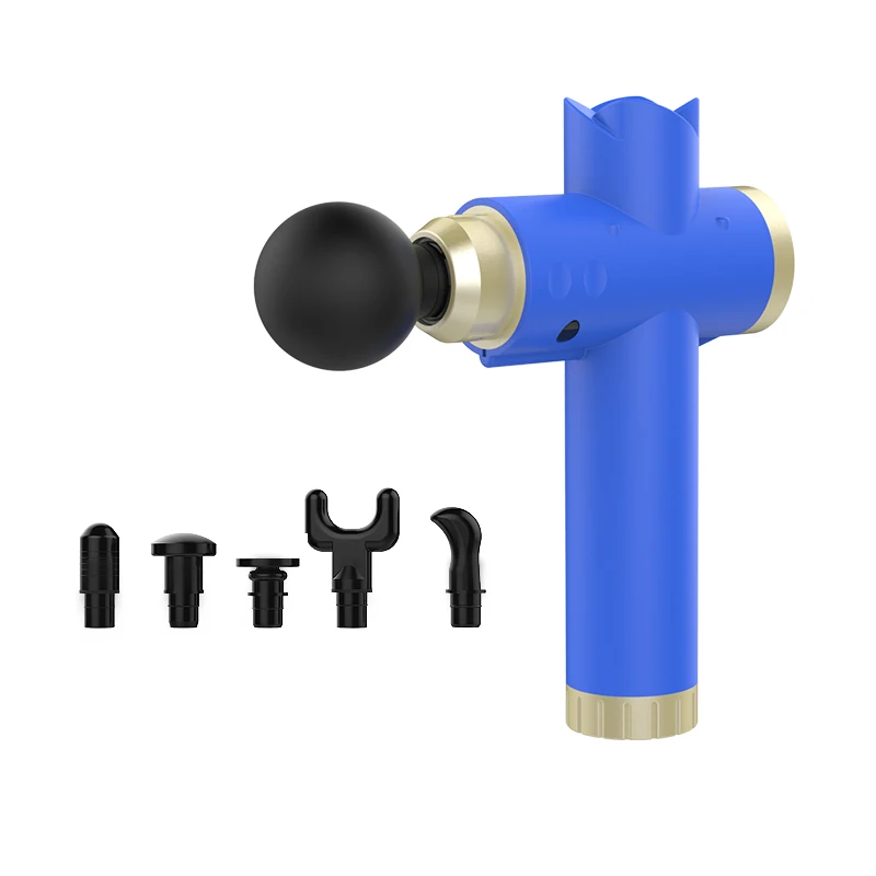 

Ultra quiet mini fashion massage gun with 6 heads and brushless motor, Blue