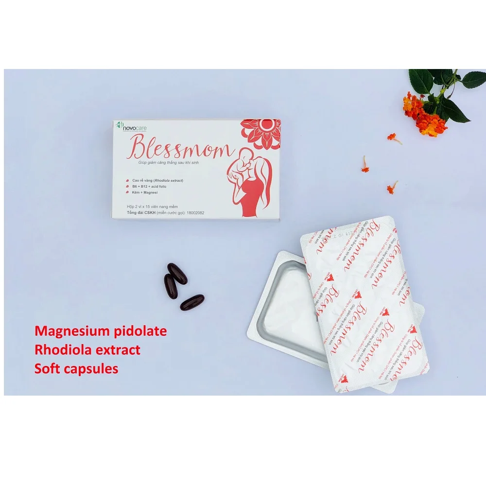 
Soft capsule for Support sedation - Relieve stress in Pregnant and Postpartum women with Magnesium pidolate + Rhodiola extract 