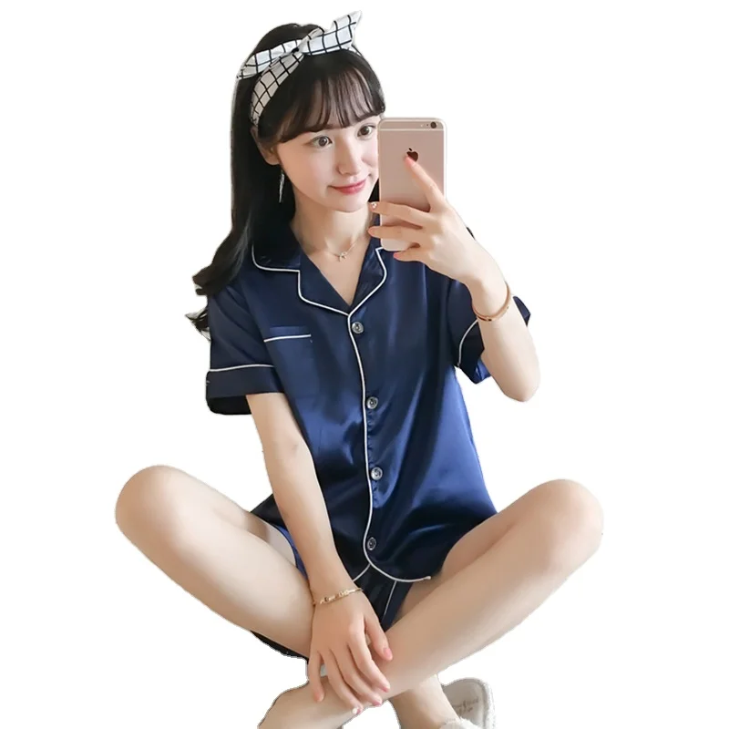 

Hot short-sleeved pajamas silk for summer Women's pajamas Ice silk pajamas for ladies home wear