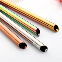 

18/8 Easy through plastic layer reusable babo straws Oblique Incisions 12mm stainless steel drinking bubble tea straw
