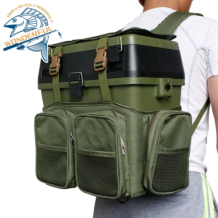 

Custom Nylon Green Multifunctional Durable High Capacity Waterproof Backpack Fishing Tackle Box