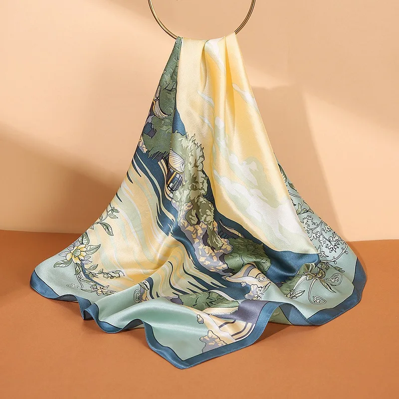 

Custom Brand Design Digital Printing Silk Scarf 16MM 100% Silk Designed For Women