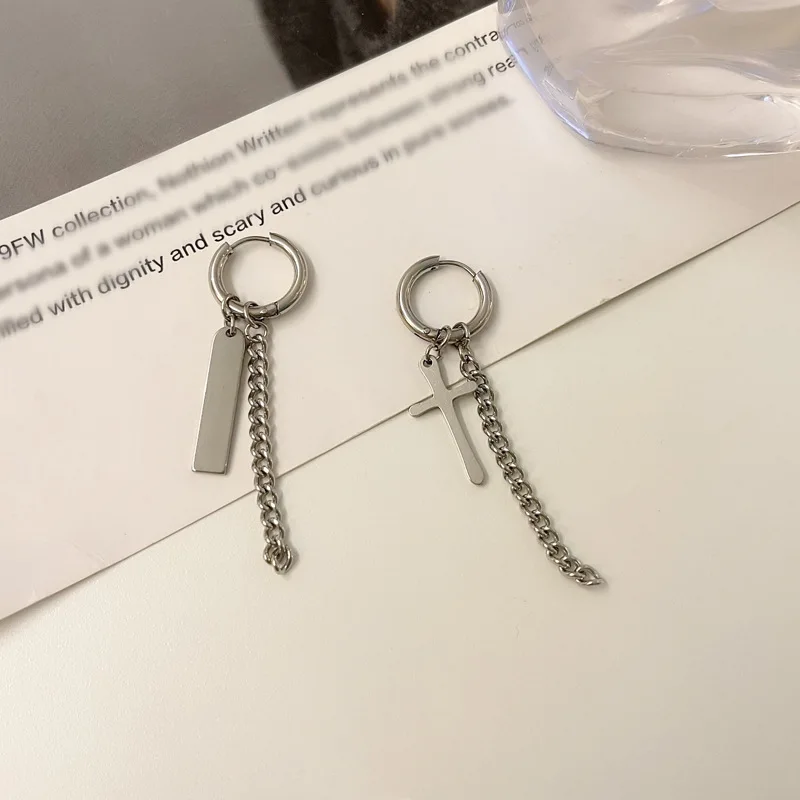 

Stainless steel hip hop earring earrings for men and women with asymmetrical earrings, Picture shown