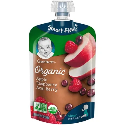 
Gerber Organic Apple Raspberry Acai Berry 3.5 oz Pouch baby food 