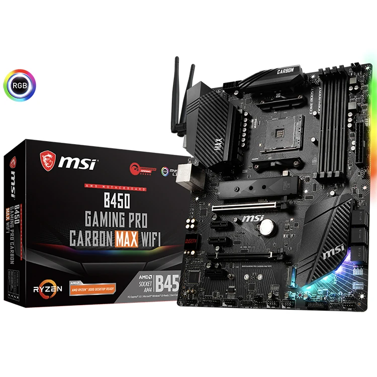 

MSI B450 GAMING PRO CARBON MAX WIFI Gaming Motherboard with AMD B450 Chipset AM4 Socket Support RYZEN 1st 2nd and 3rd Gen CPU