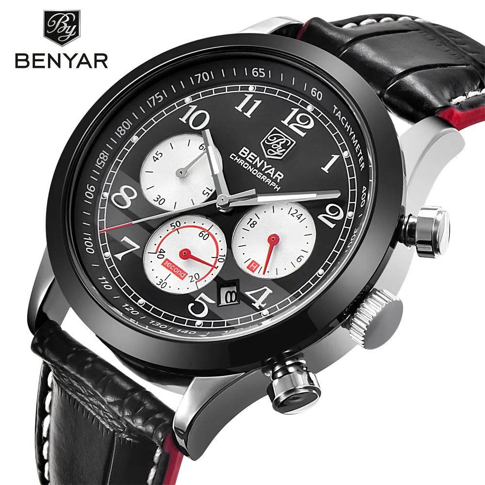 

Benyar 5107 Men Watches Top Brand Luxury Chronograph Sport Male Clock Stainless Steel Military Army Wristwatch Relogio Masculino