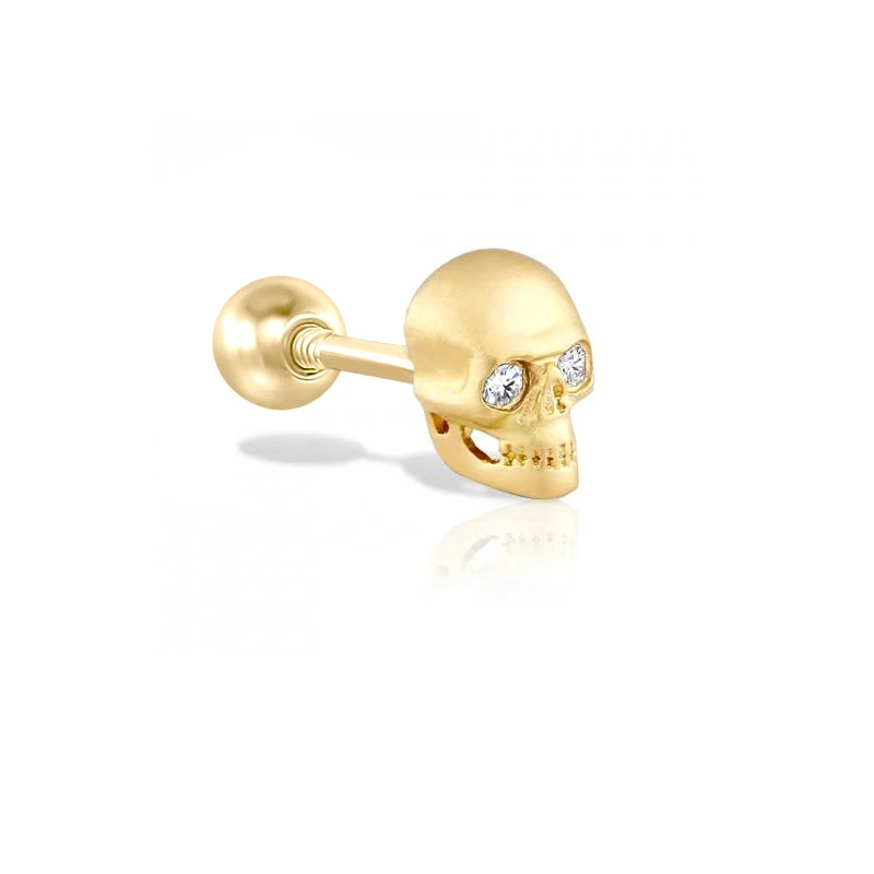 

Roxi trendy skull head punk piercing jewelry S925 silver mini puncture cartilage earrings 2021