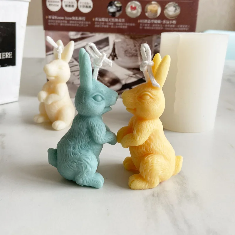 

D82 DIY 3D Cute Funny Bunny Silicone Molds Handmade Soap Plaster Easter Rabbit Candle Mold, Stocked / cusomized