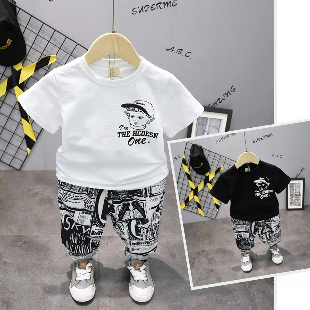 

Hot sale summer cool casual clothing cartoon newborn baby clothes sets for boys