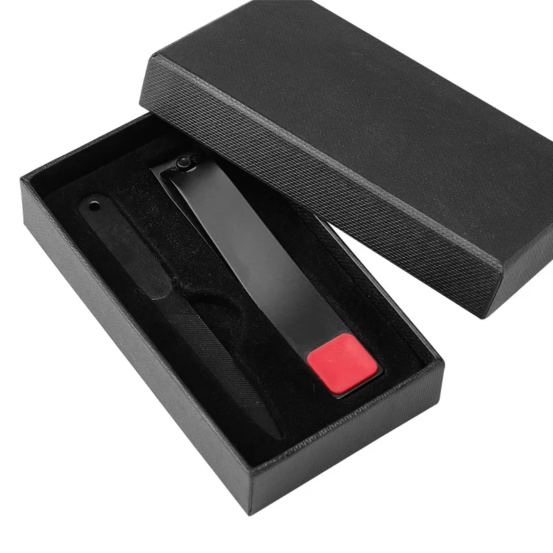 

black stainless steel nail clipper nail file in paper case for men and girls