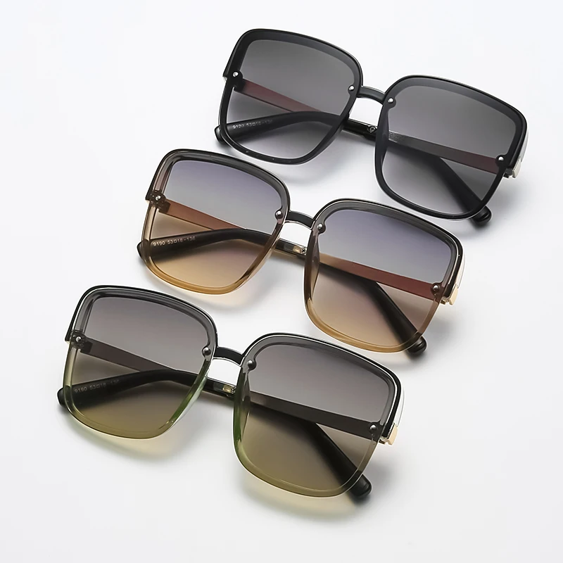 

2021 Trendy Oversized Square Fashion Brand Women Sun Glasses Vintage Men Big Frame Eyewear UV400 Gradient Shades Sunglasses