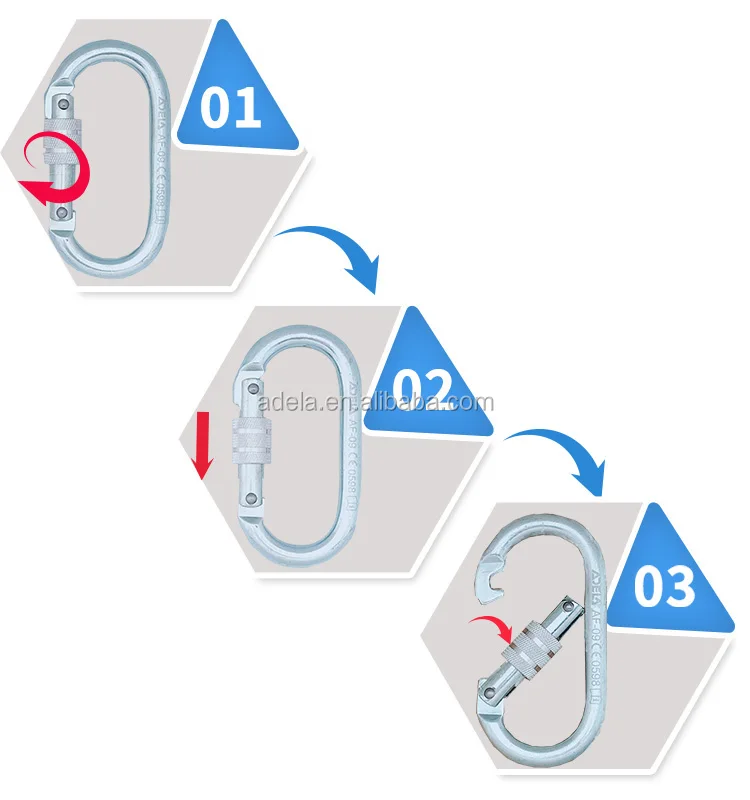 ADELA CE certified steel screw lock carabiner