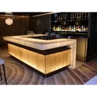 カスタマイズされた商業アクリル固体表面現代 LED バーカウンターホーム/レストラン/ナイトクラブ