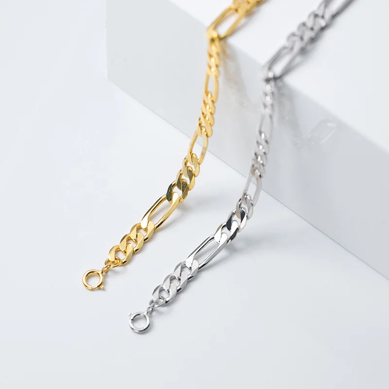 

B1759 Bulk Wholesaler Jewellery Sterling Silver 925 Plated 14K Gold Chain Link Bracelet