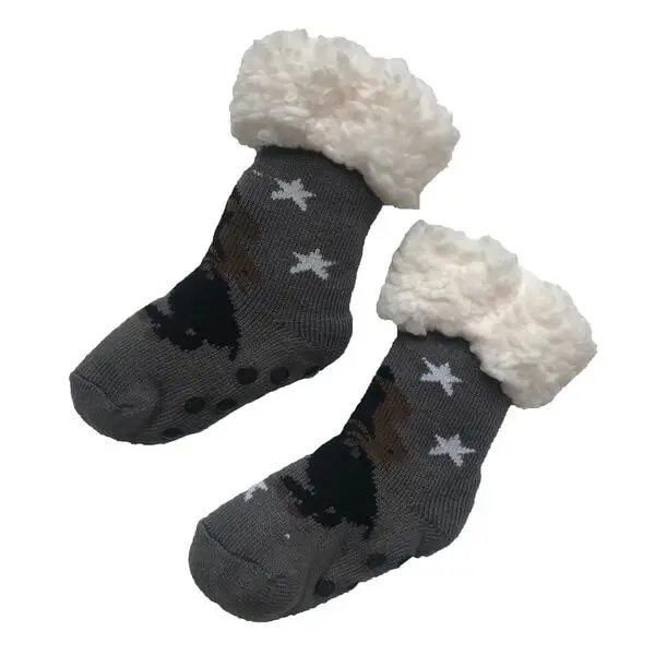 

Girls Non Slip Slipper Socks Warm Sherpa Fleece Lined Socks Thick Knit Fluffy Thermal Socks