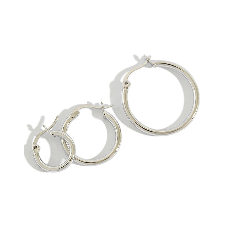 

H-E680 Minimalist Personalized Hollow Earring Geometric Silver Hoop Earring