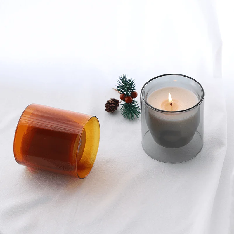 

Customized size high borosilicate glass candle holder glass candle jar
