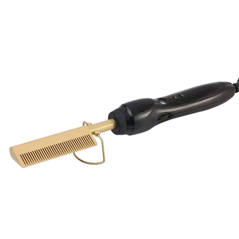 

Custom Bling Gold and Pink Hot Comb Electric High Heat Straightening Comb for Hair Beauty