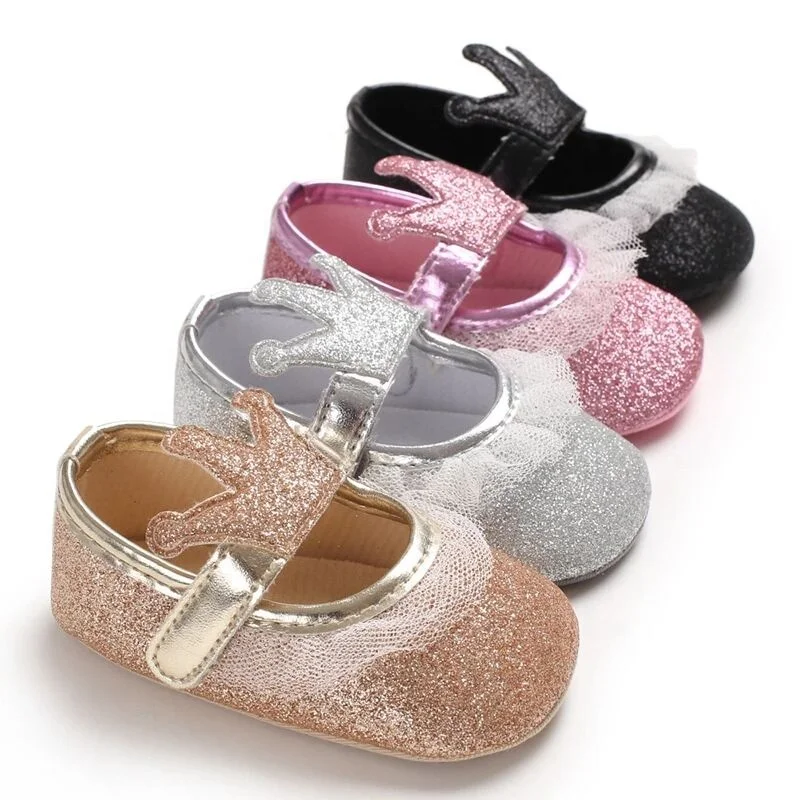 

Bling Spring Girls Crown Non Slip Baby Glitter Little Kids Infant Shoes