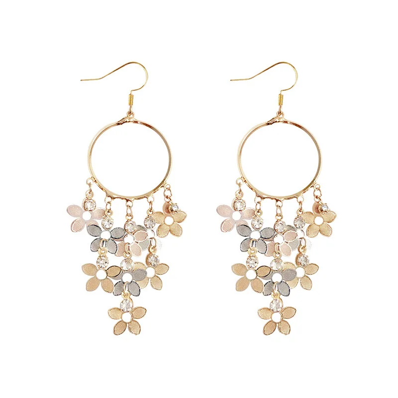

Factory wholesale Flower Pandent Gold Plated Big Loop Hoop Earrings, Glod