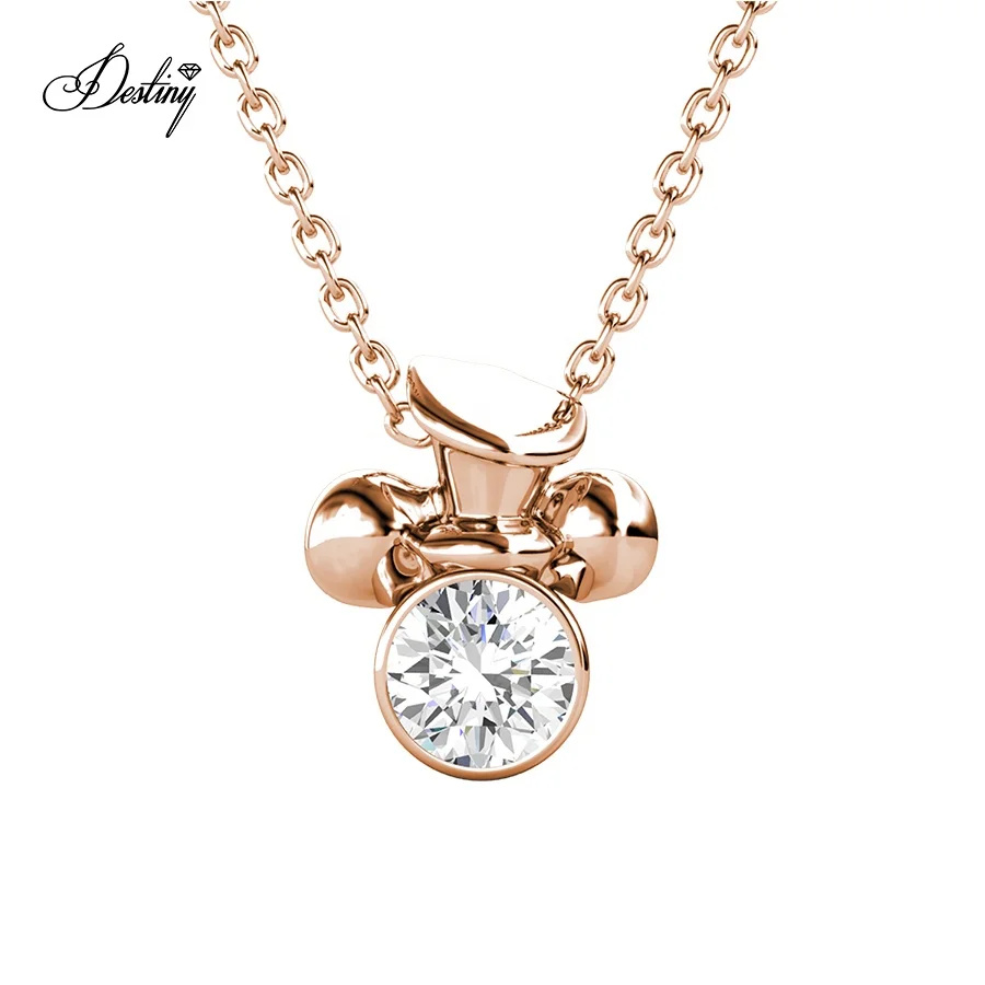 

Destiny Jewellery New Arrival Cartoon Kids Jewelry Cute Magical Mouse Pendant Necklace With Finest Premium Crystal, White / rose gold