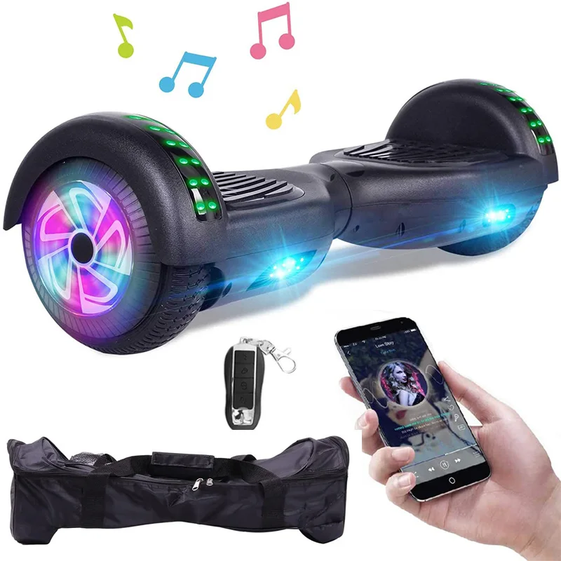 

2022 Hot sale 2 led wheels self balancing scooter kids hover board smart electric scooter balance car with Remote and Carry Bag, Blue /purple / redblue fire/blue space