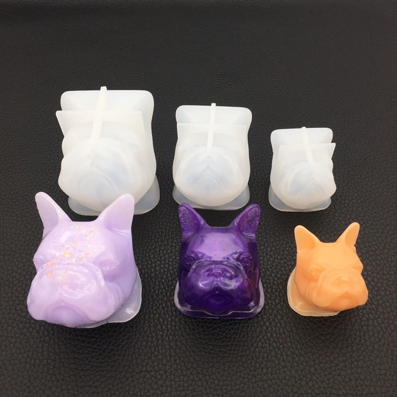 

3D French Bulldog Soap Mold Candle Dog Head Expanding Stone Puppy Silicone Mold for Cake Decorating Candle Making, Stocked / cusomized