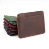 Fashion Men Credit Id Card Holder Colorful Crazy Horse Leather Travel Mini Wallet Retro Vintage Business Purse Case WML-0022