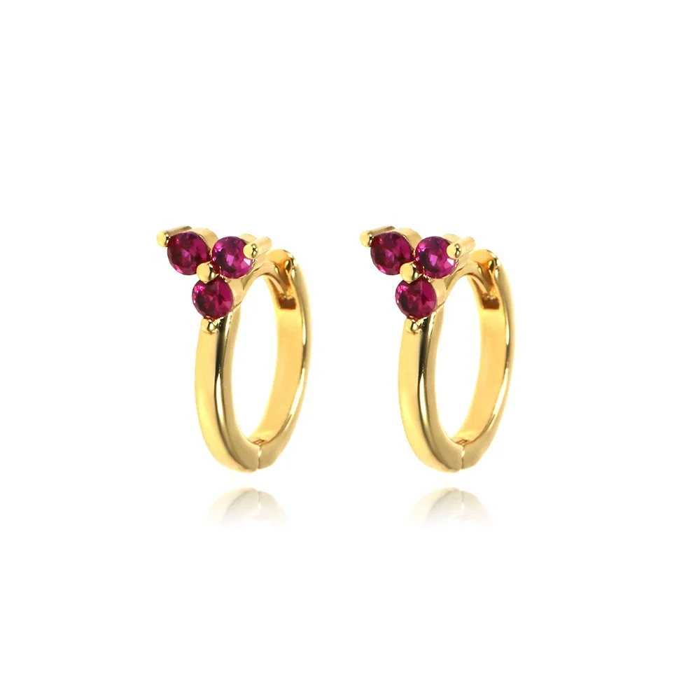 

Tiny Red Diamond Earrings 18K Gold Plated Jewelry Hoop Earrings Women
