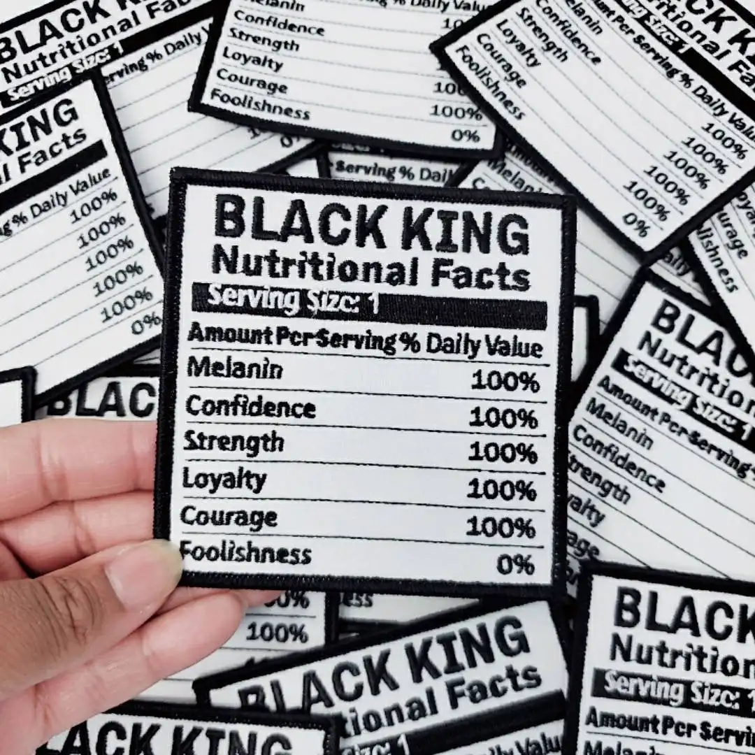 

Popular Patch | "Black King Nutritional Facts" Camo Patch, Iron-on Embroidered Patch