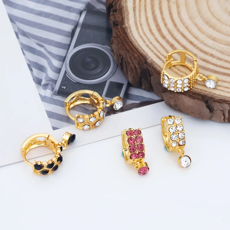 

JXX Three-color Claw Setting Zircon Ear Buckle Creative Personality Diamond Earrings Gold Simple Fashion Jewelry