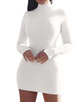 

Wholesale autumn clothing women long sleeve high neck turtleneck bodycon mini dress