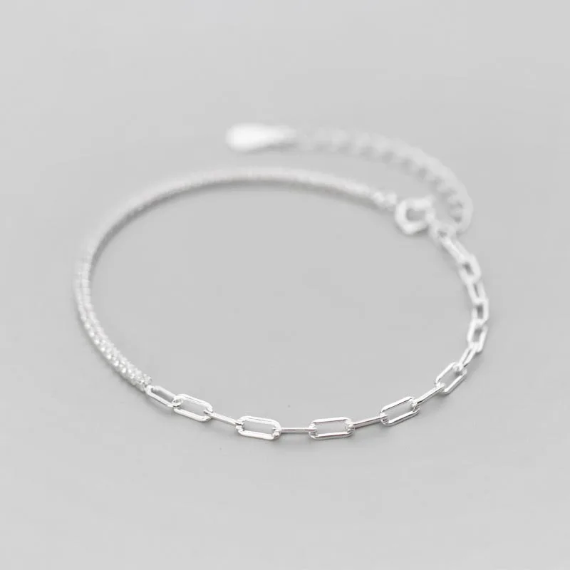 

B1786 Classical For 2021 Jewery Sterling Silver 925 Row Diamond Exquisite Asymmetric Chain Silver Lady Bracelet