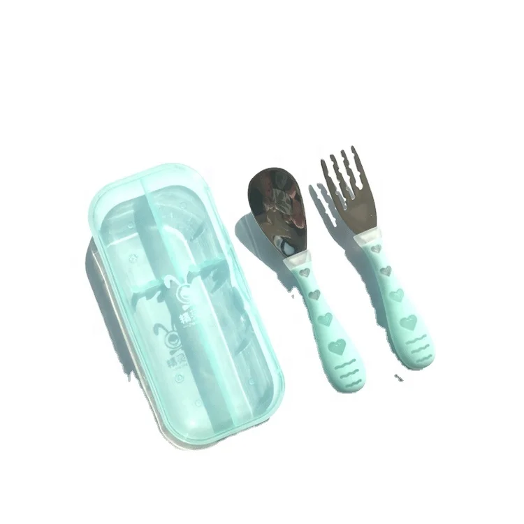 

2020 Children Fork Spoon Chopsticks Set Custom Made Baby Kids Children Spoon and Fork Flatware Sets 0 ~ 6 Years Old Baby Feeding, Pink / blue (can be customized)