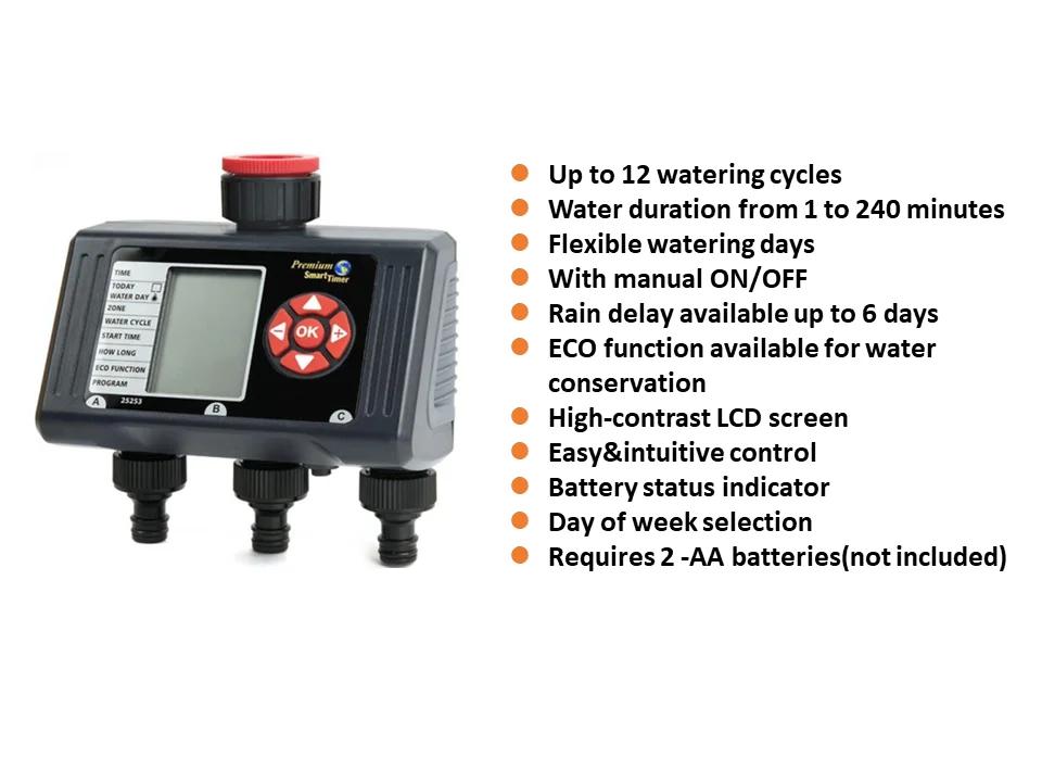 Garden Water Sprinkler Timer Easy Setup Program Tap Timer Multifunctional 3 Separate Outlets