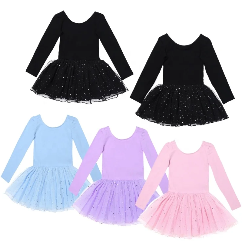 

Girls Long Sleeves Shiny Mesh Ballet Dance Gymnastics Leotard Stage Performance Dancewear