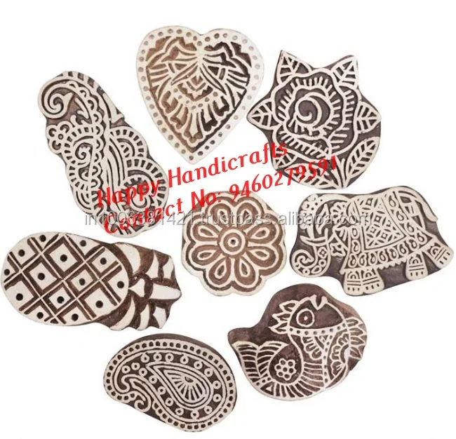 Rabbit Handcarved Wooden Texile Printing Block Decorative Stamp Blockprint 