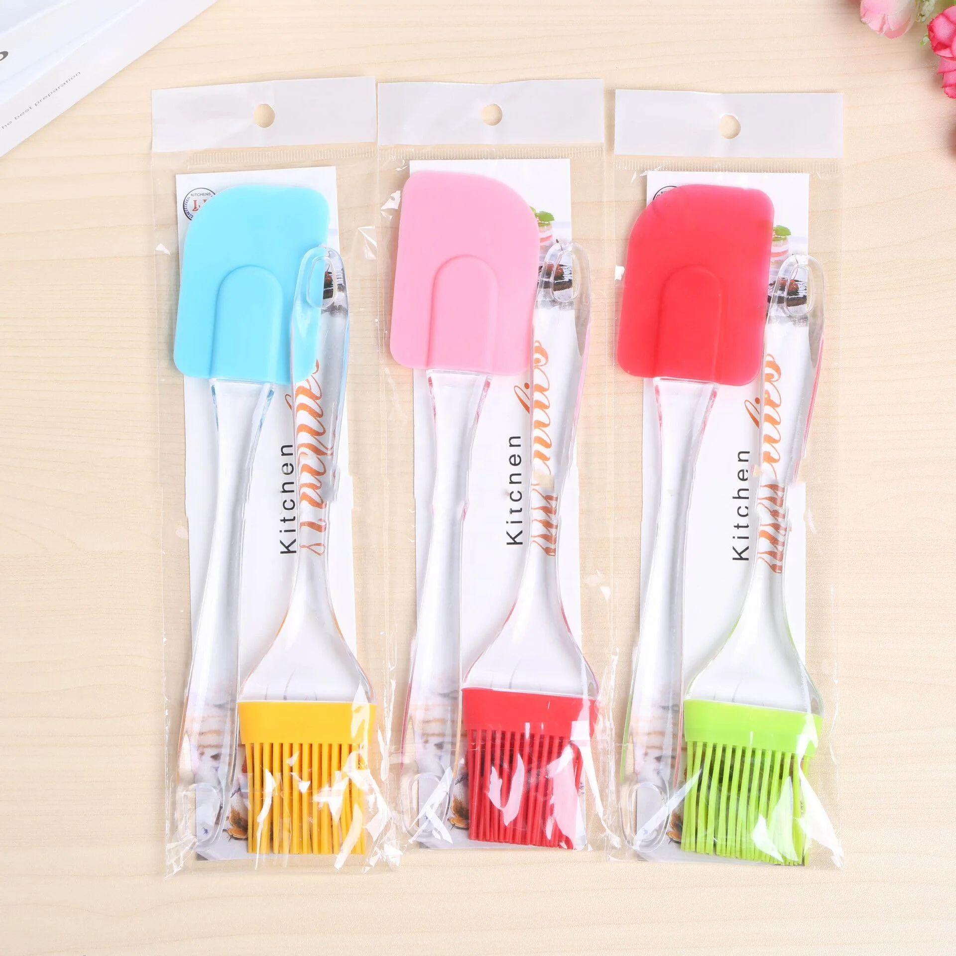 

Heat Resistant Silicon Oil Brush And Spatula spatula Sets Baking & pastry tools Utensils Scraper Plastic Handle, Multi color