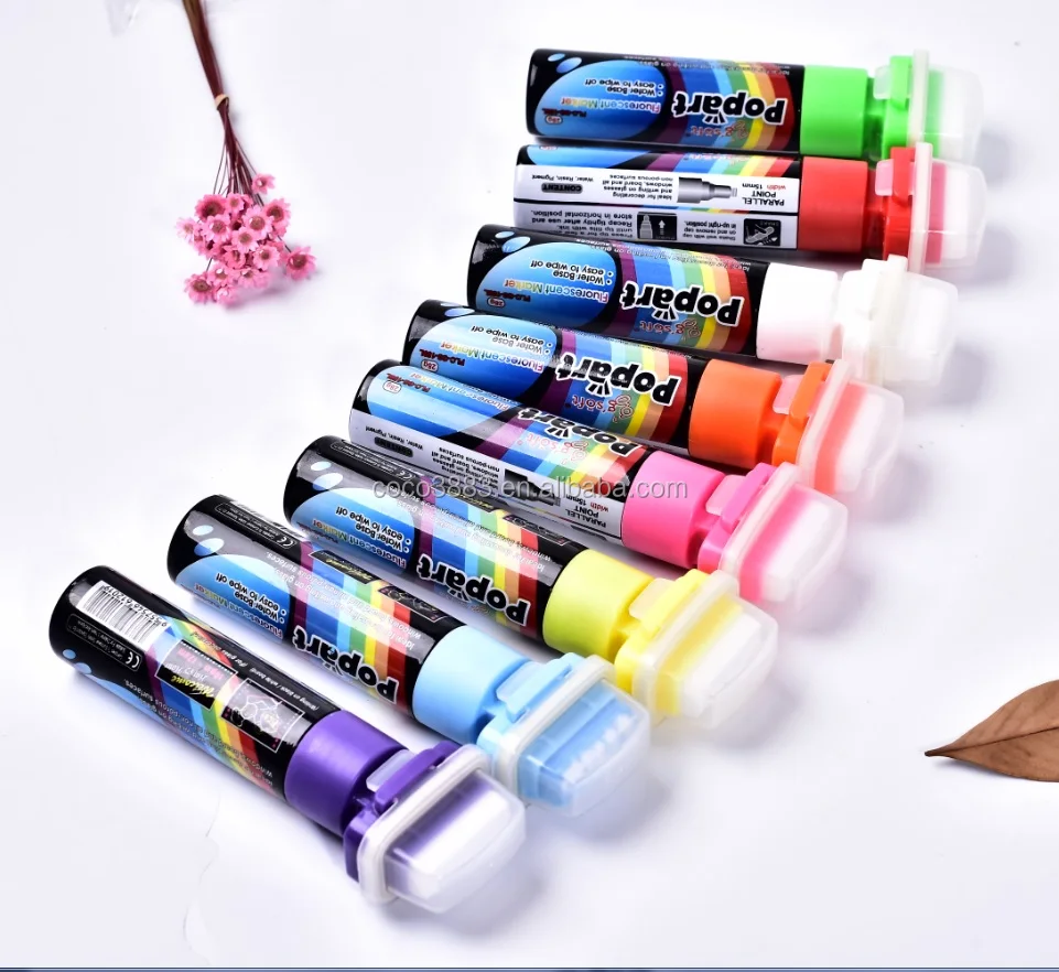

Hot selling 30 MM Flat Tip Erasable Neon Ink Window marker